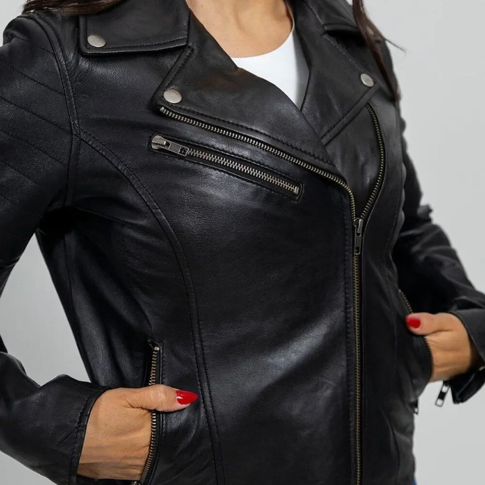 Women Fashion Lambskin Leather Jacket